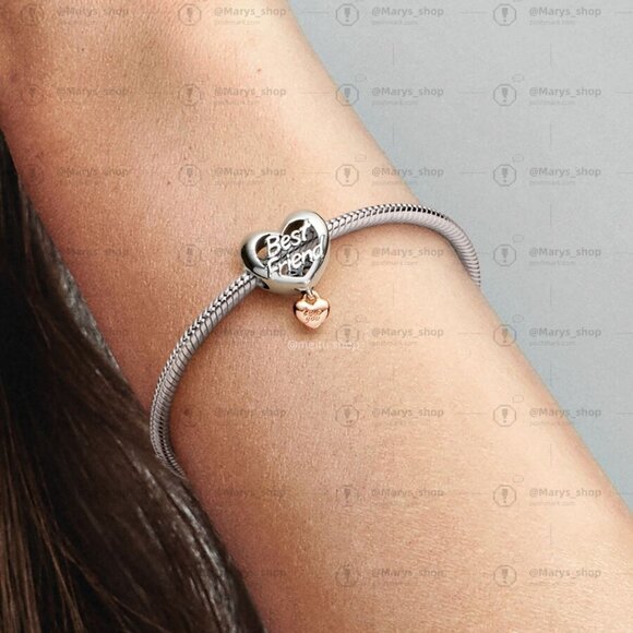 Pandora Love You Best Friend Heart Charm|Two-tone - Picture 2 of 2